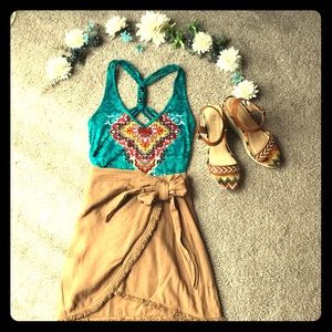 Earthbound Tan Tie Skirt Size M